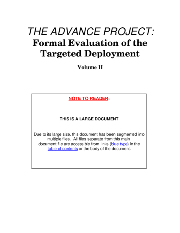 (PDF) The ADVANCE project: Formal evaluation of the targeted deployment ...