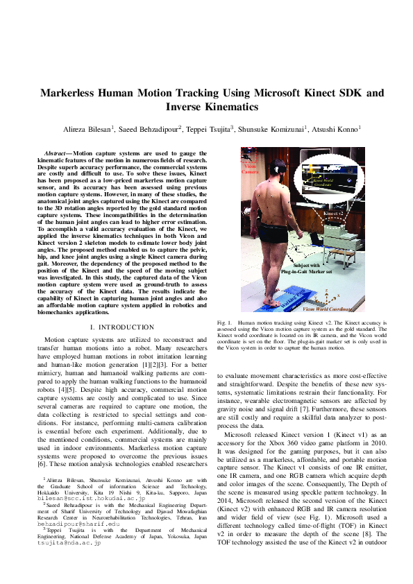 (PDF) Markerless Human Motion Tracking Using Microsoft Kinect SDK and ...