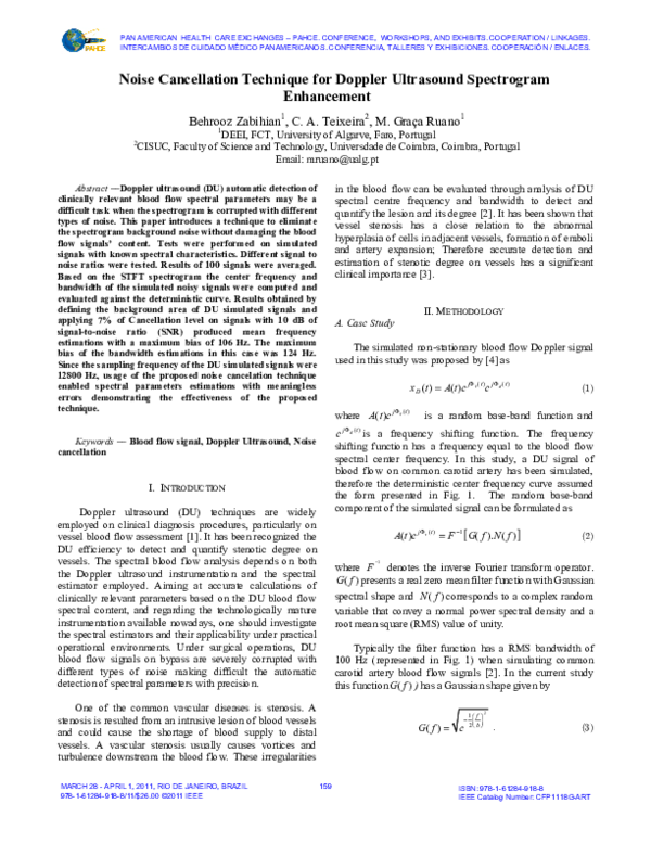 (PDF) Noise cancellation technique for Doppler ultrasound spectrogram ...