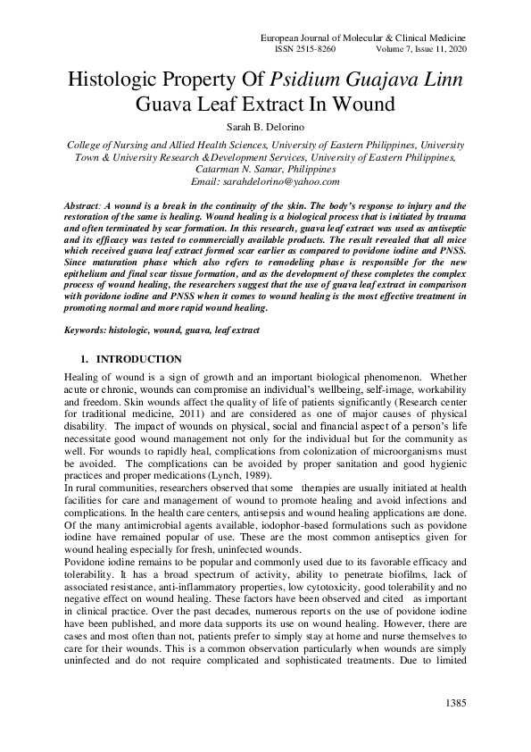 (PDF) Histologic Property Of Psidium Guajava Linn Guava Leaf Extract In ...