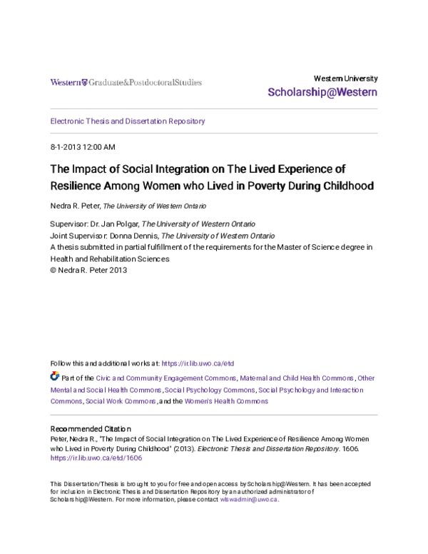 (PDF) The Impact of Social Integration on The Lived Experience of ...