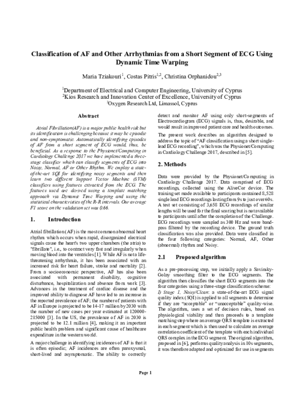 (PDF) Identification of AF and Other Cardiac Arrhythmias from a Single ...