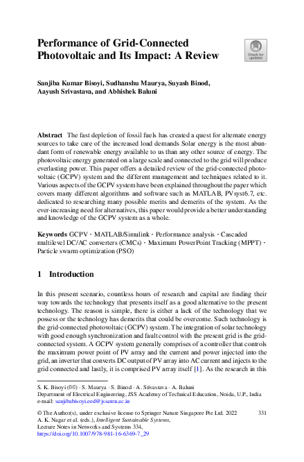 (PDF) Performance of Grid-Connected Photovoltaic and Its Impact: A Review