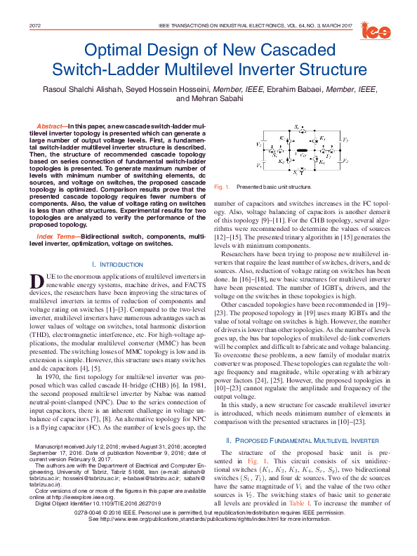 (PDF) Optimal Design of New Cascaded Switch-Ladder Multilevel Inverter ...