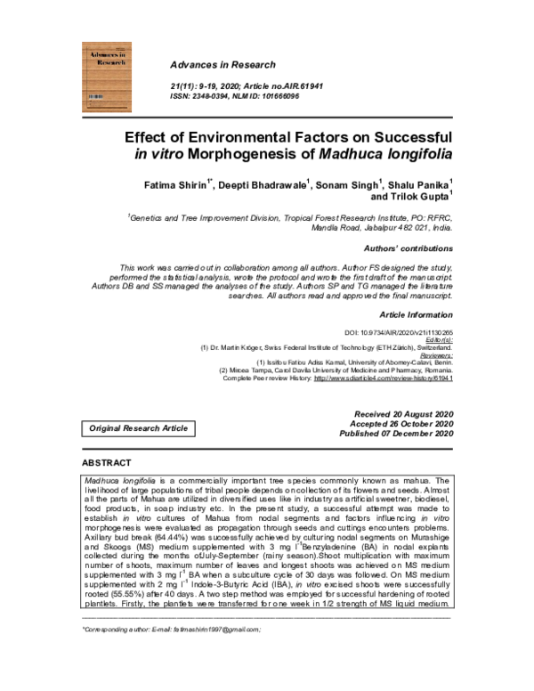 (PDF) Effect of Environmental Factors on Successful in vitro ...