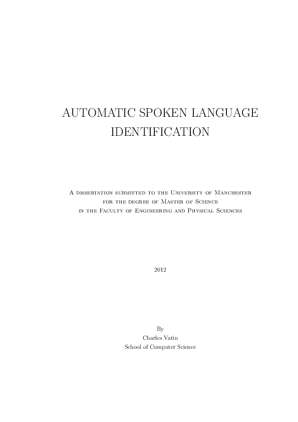 (PDF) Automatic Spoken Language Identification