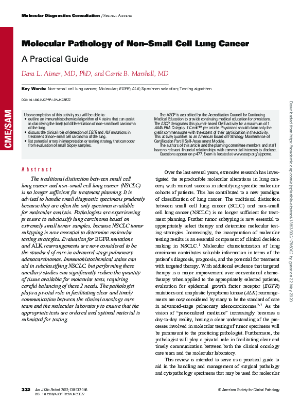 (PDF) Molecular Pathology of Non-Small Cell Lung Cancer: A Practical Guide