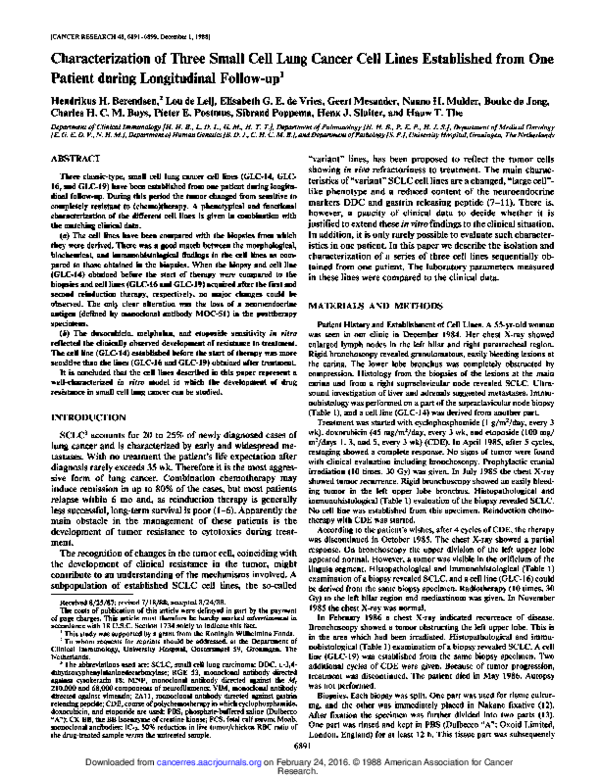 (PDF) Characterization of three small cell lung cancer cell lines ...
