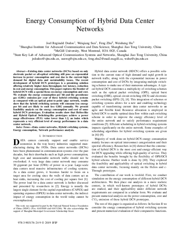 (PDF) Energy Consumption of Hybrid Data Center Networks