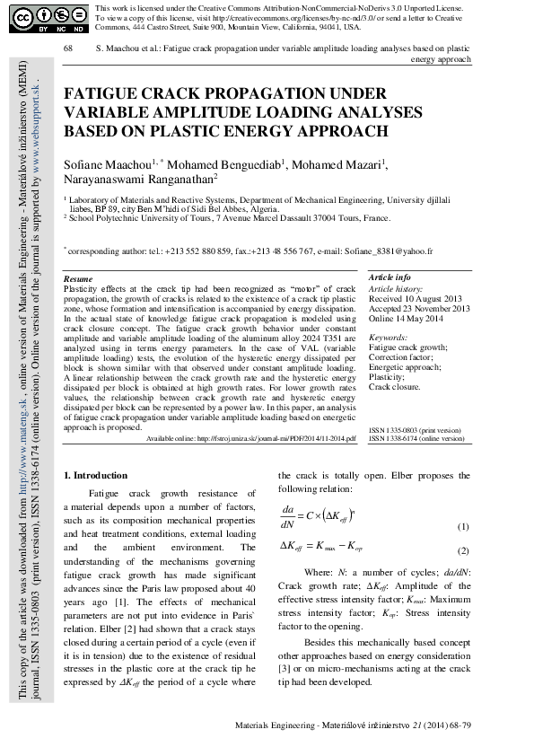 (PDF) Fatigue Crack Propagation Under Variable Amplitude Loading ...