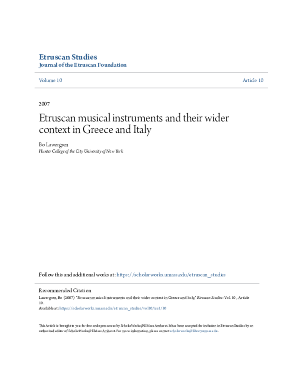 (PDF) Etruscan Musical Instruments and Their Wider Context In Greece ...