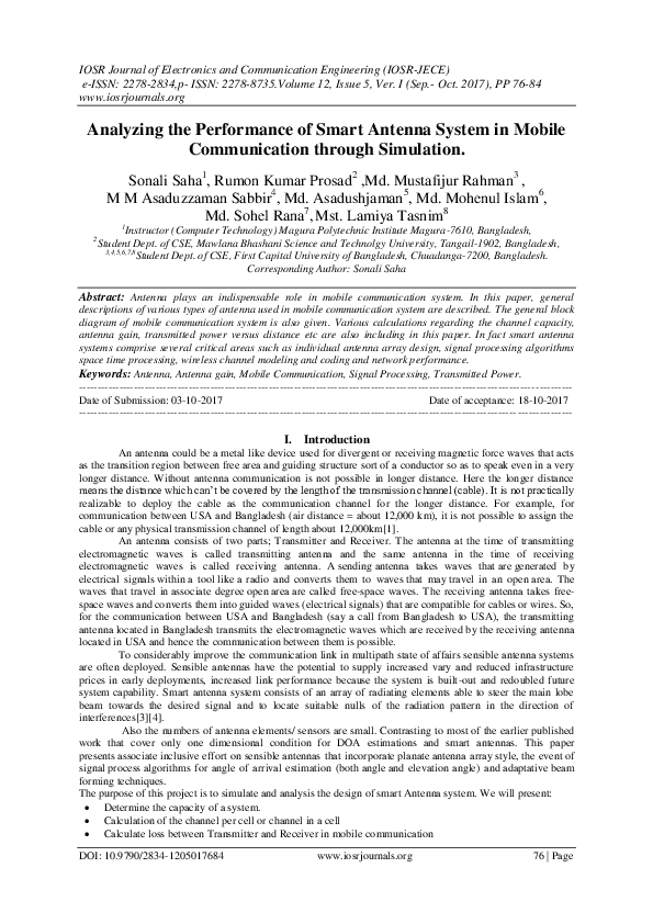 (PDF) Analyzing the Performance of Smart Antenna System in Mobile ...
