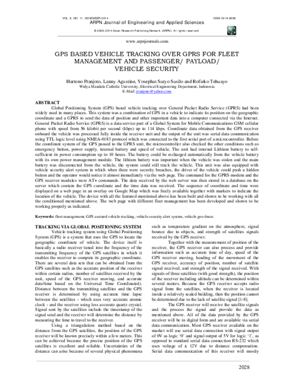 (PDF) GPS Based Vehicle Tracking Over GPRS for Fleet Management and