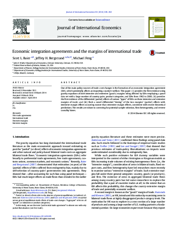 (PDF) Economic Integration Agreements and the Margins of International ...