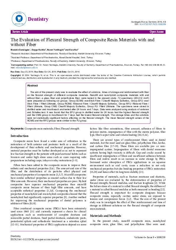 (PDF) The Evaluation of Flexural Strength of Composite Resin Materials ...