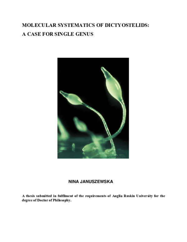 (PDF) Molecular systematics of dictyostelids: a case for single genus