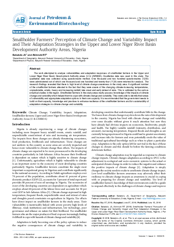 (PDF) Smallholder Farmers’ Perception of Climate Change Versus ...