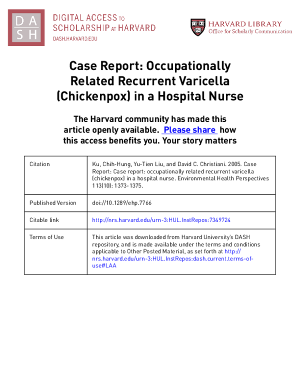 (PDF) Case report: occupationally related recurrent varicella ...