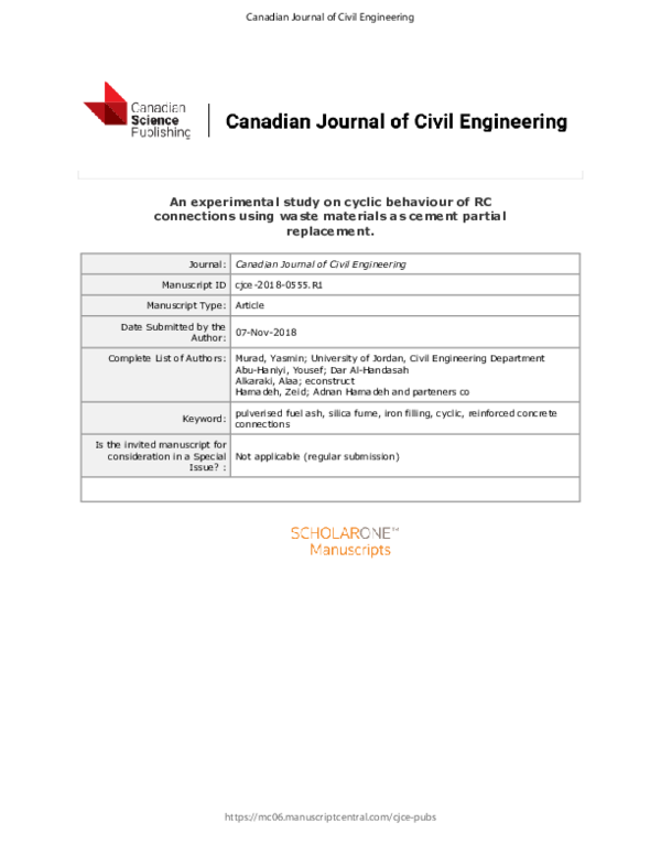 (PDF) An experimental study on cyclic behaviour of RC connections using ...