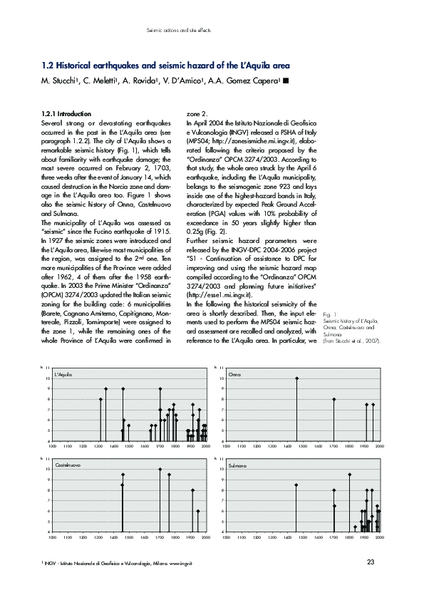 (PDF) Seismic actions and site effects 1 . 2 Historical earthquakes and ...