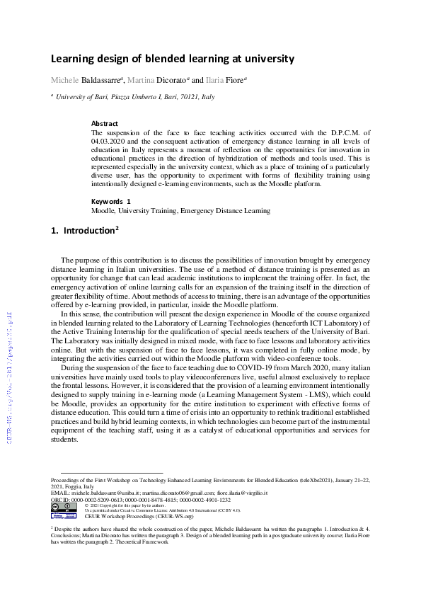 (PDF) Learning design of blended learning at university