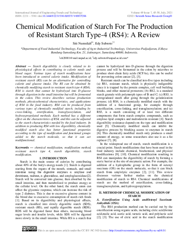 (PDF) Chemical Modification of Starch For The Production of Resistant ...