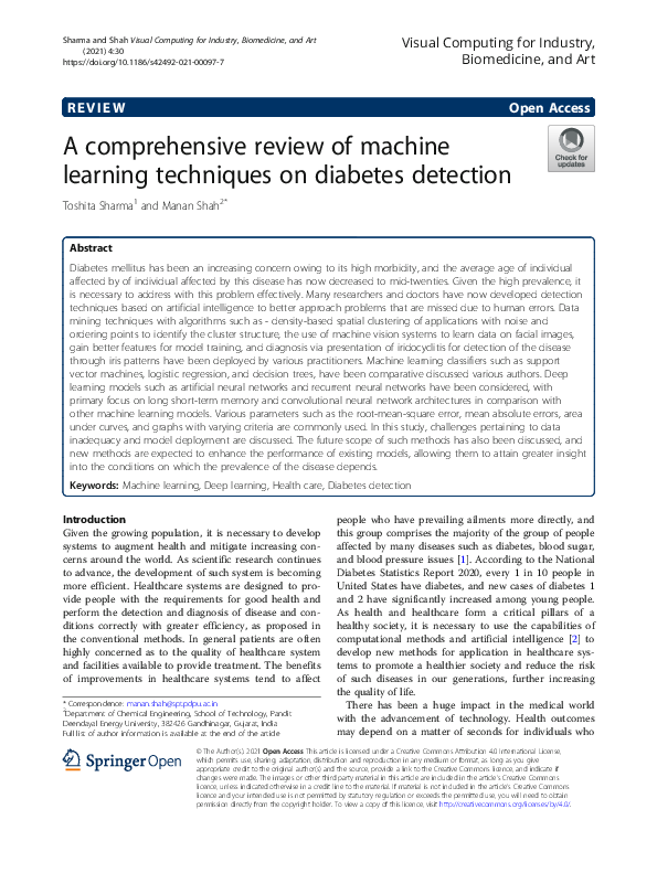 (PDF) A comprehensive review of machine learning techniques on diabetes ...