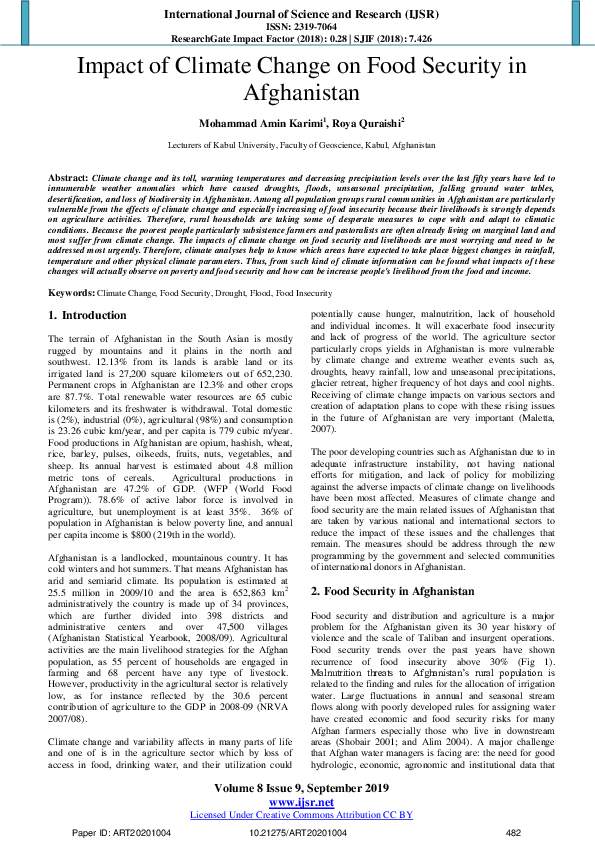 (PDF) Impact of Climate Change on Food Security in Afghanistan