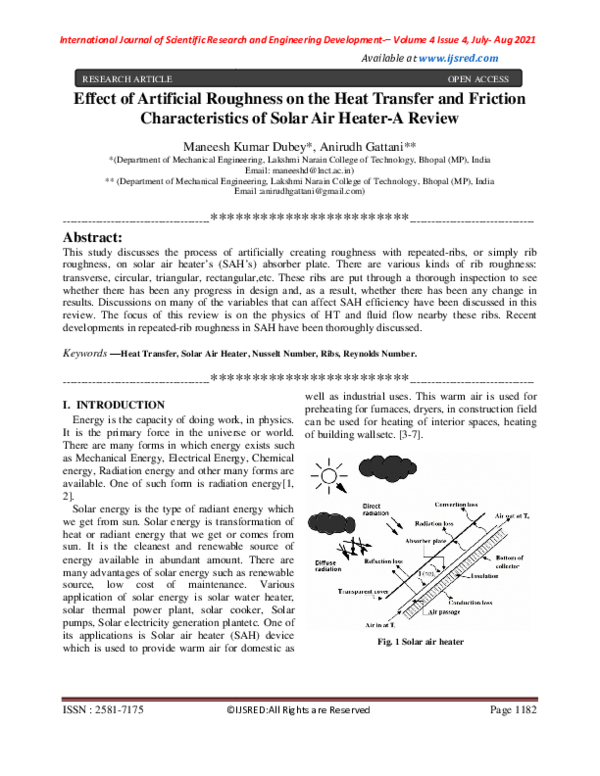 (PDF) Effect of Artificial Roughness on the Heat Transfer and Friction ...