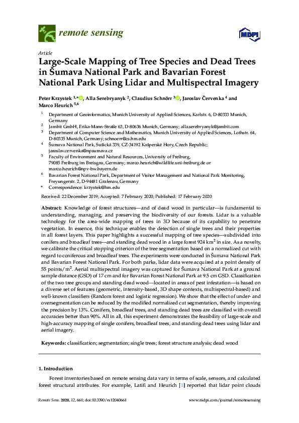(PDF) Large-Scale Mapping of Tree Species and Dead Trees in Šumava ...