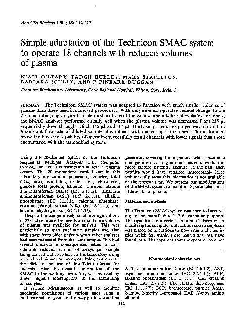 (PDF) Simple Adaptation of the Technicon SMAC System to Operate 18 ...