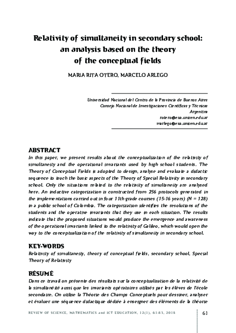 (PDF) Relativity of simultaneity in secondary school: an analysis based ...