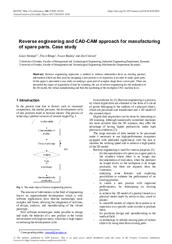 (PDF) Reverse engineering and CAD-CAM approach for manufacturing of ...
