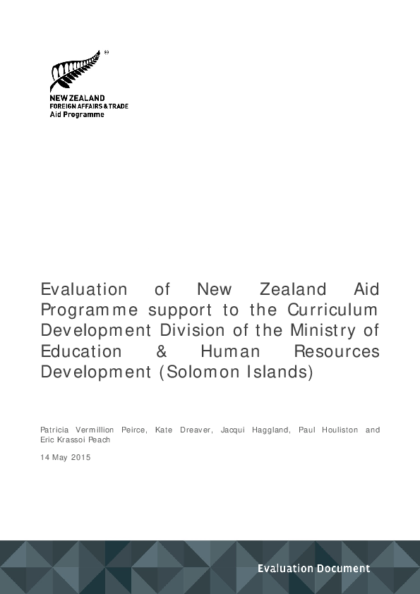 (PDF) Evaluation of New Zealand Aid Programme support to the Curriculum