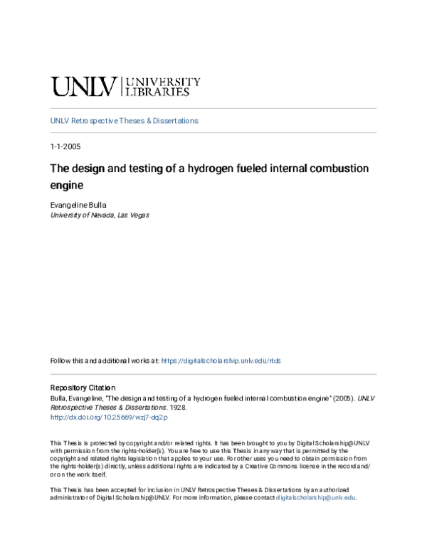 (PDF) The design and testing of a hydrogen fueled internal combustion ...