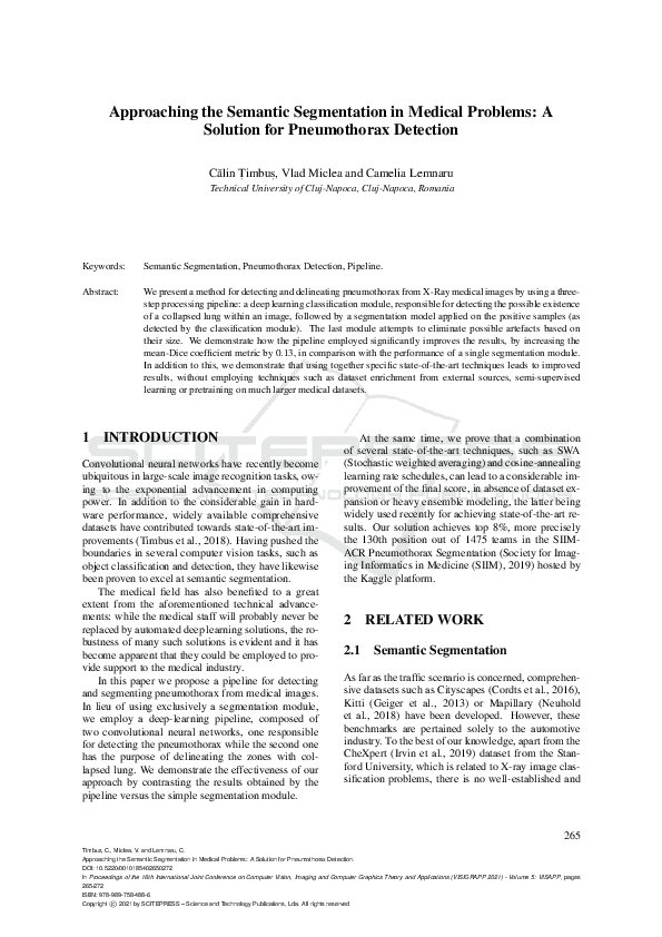 (PDF) Approaching the Semantic Segmentation in Medical Problems: A ...