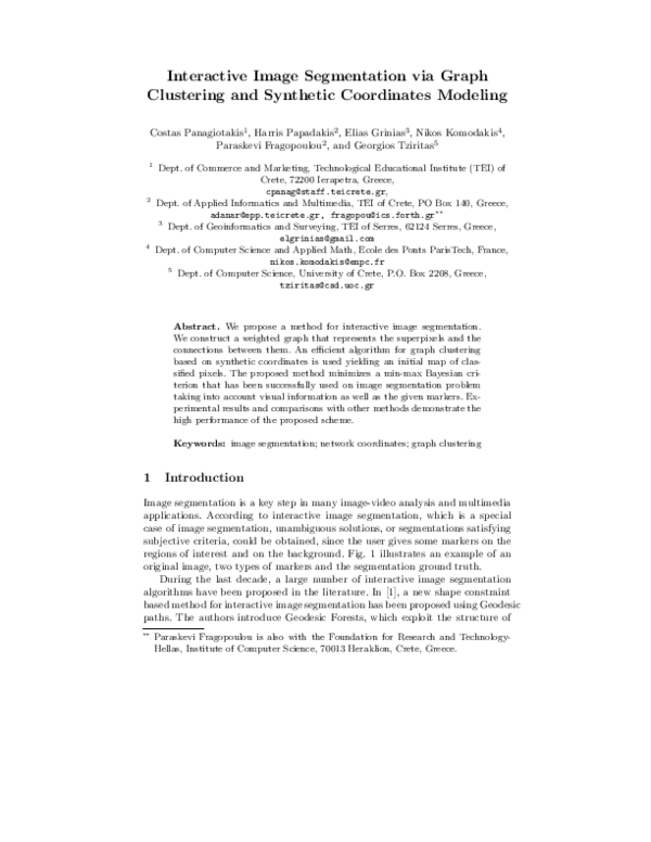 (PDF) Interactive image segmentation via graph clustering and synthetic ...