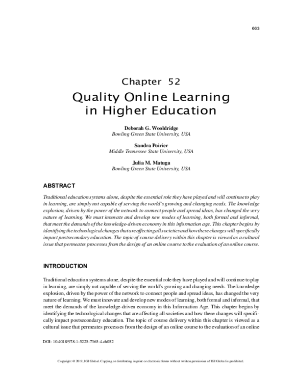 (PDF) Quality Online Learning in Higher Education