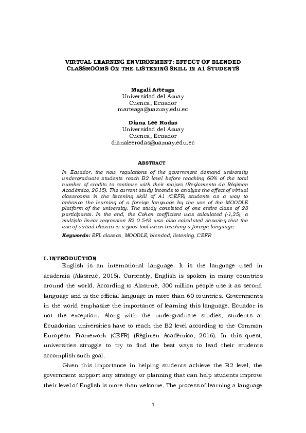 (PDF) Virtual Learning Environment: Effect of Blended Classrooms on the ...