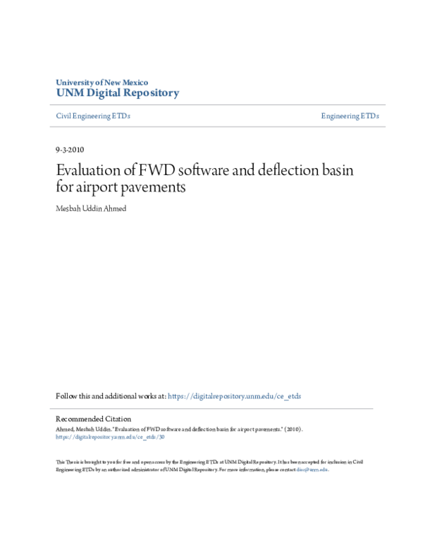 (PDF) Evaluation of FWD software and deflection basin for airport pavements