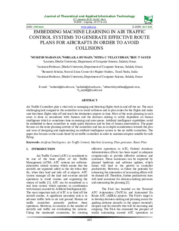 (PDF) Embedding Machine Learning in Air Traffic Control Systems to ...