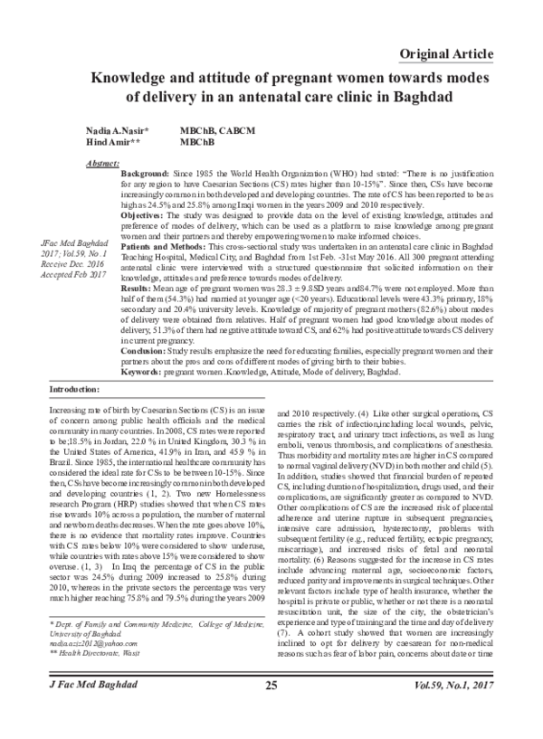 (PDF) Knowledge and Attitude of Pregnant Women Towards Focused Ante ...