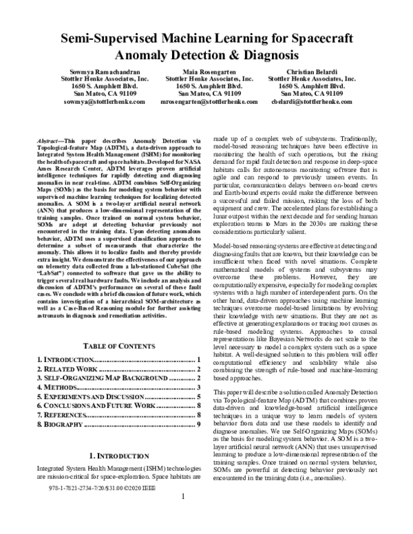 (PDF) Semi-Supervised Machine Learning for Spacecraft Anomaly Detection ...