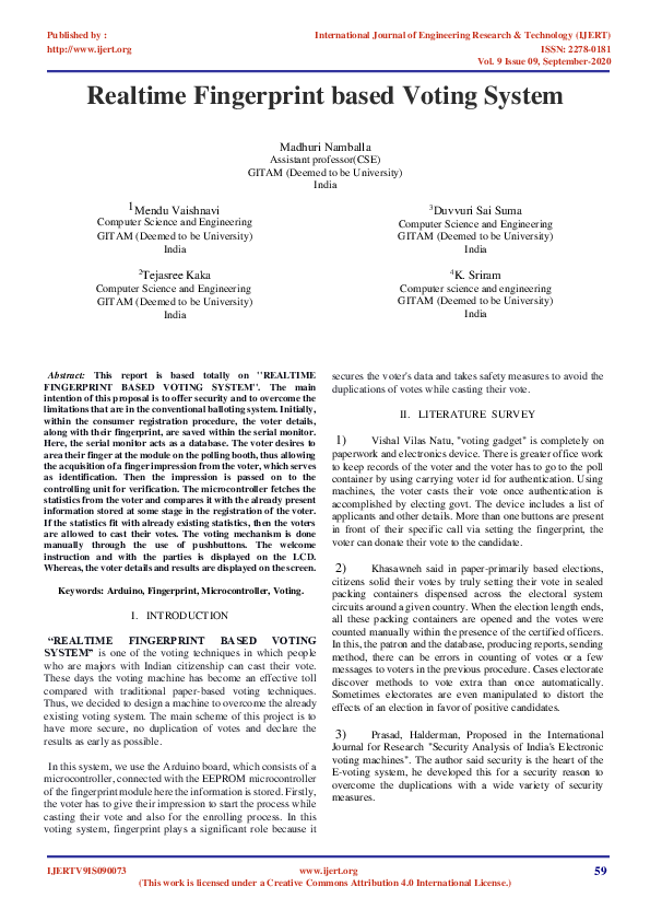  pdf realtime fingerprint based voting system
