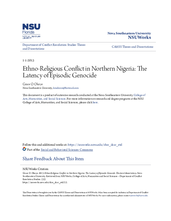 (PDF) Ethno-Religious Conflict in Northern Nigeria: The Latency of ...