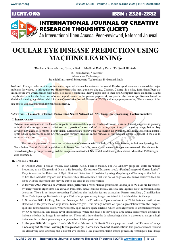 (PDF) Ocular Eye Disease Prediction Using Machine Learning