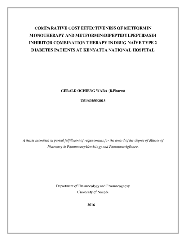 (PDF) Comparative Cost Effectiveness Of Metformin Monotherapy And ...