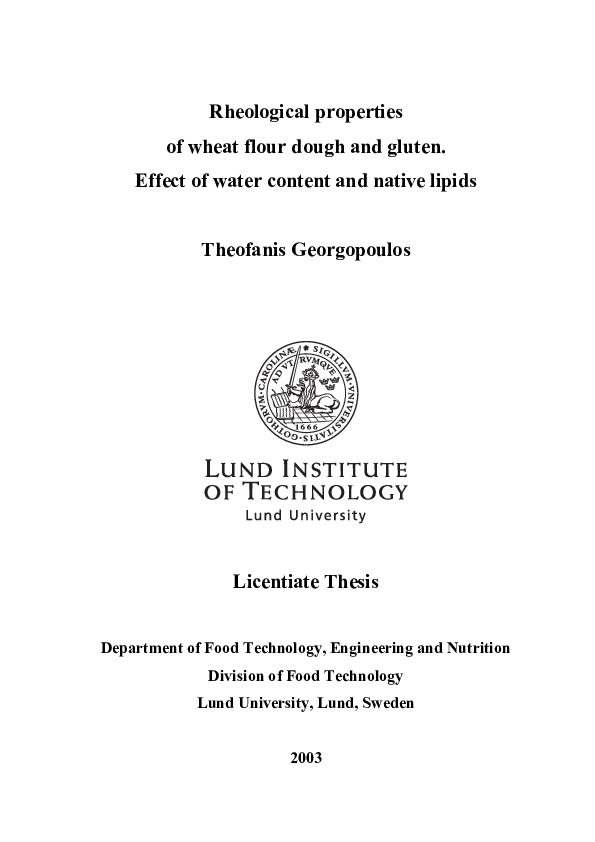 (PDF) Rheological properties of wheat flour dough and gluten. Effect of ...