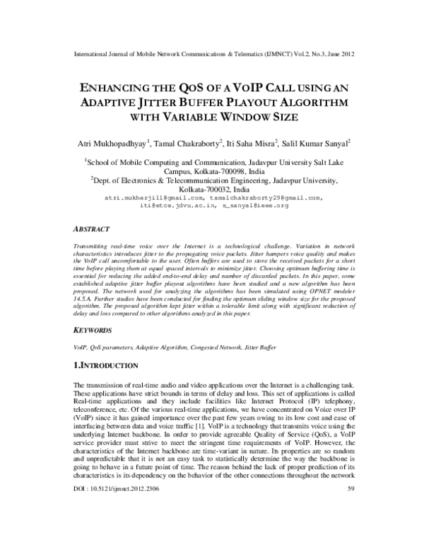 (PDF) Enhancing the QOS of A Voip call Using an Adaptive Jitter Buffer ...