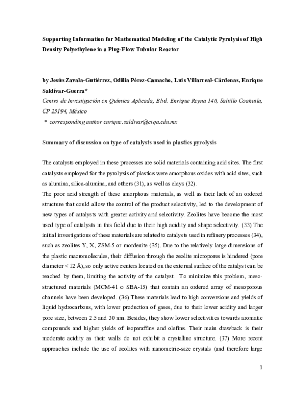 (PDF) Mathematical Modeling of the Catalytic Pyrolysis of High Density ...